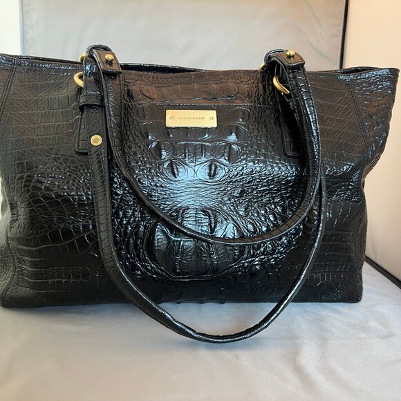 Brahmin Melbourne Asher Croc Embossed Zip Leather Shoulder Tote EUC - Picture 1 of 7